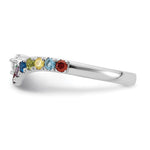 14K White Gold 8 Genuine Birthstone with Diamond Mother's Ring view