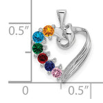 14K White Gold 6 Synthetic Stone Family Pendant, 19 x 13mm view