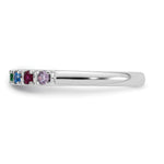 14K White Gold Genuine 7 Birthstone Mother's Ring view