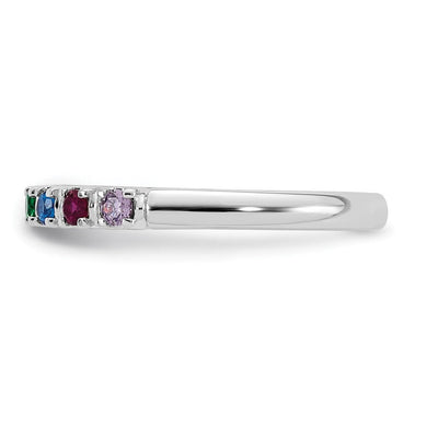 14K White Gold Genuine 7 Birthstone Mother's Ring