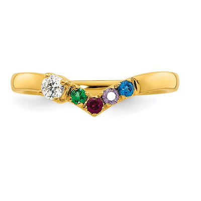 14K 4 Genuine Birthstone with Diamond Mother's Ring