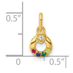 14K Dia Heart w/ 4 Birthstone Mother's Circle Pendant Semi-Mount view