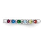 14K White Gold Genuine 6 Birthstone Mother's Ring view