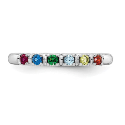 14K White Gold Genuine 6 Birthstone Mother's Ring