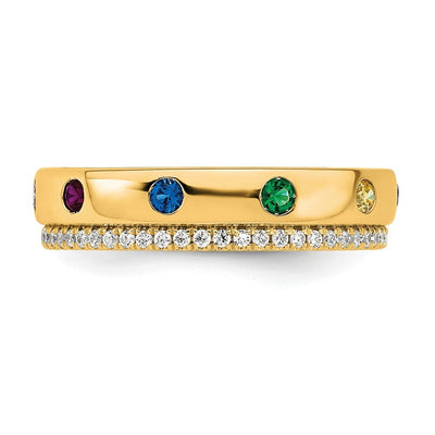 14K 8 Genuine Birthstone and Diamond Mother's Ring