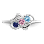 Sterling Silver Rhodium-plated Genuine 3 Stone Mother's Ring view 5