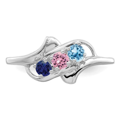 Sterling Silver Rhodium-plated Genuine 3 Stone Mother's Ring
