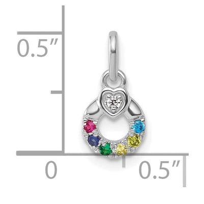 14K WG Dia. Heart w/6 Birthstone Mother's Circle Pend Semi-Mount