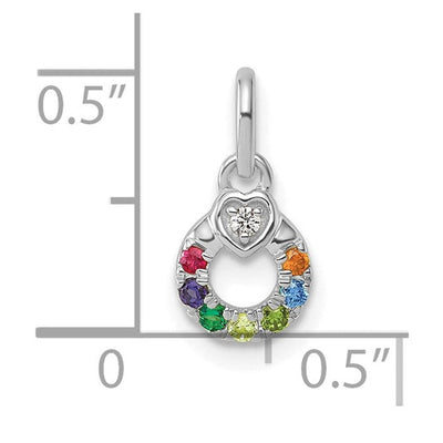 14K WG Dia. Heart w/7 Birthstone Mother's Circle Pend Semi-Mount
