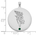 14K White Gold Circle w/1 Birth Flower and Birthstone Pendant view