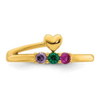 14K Heart with 3 Genuine Birthstone Mother's Ring view