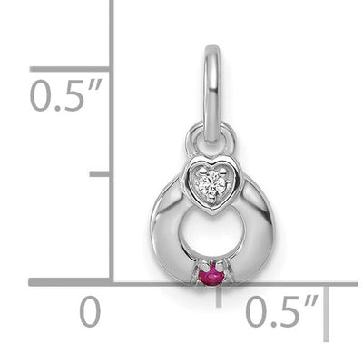 14K WG Dia. Heart w/1 Birthstone Mother's Circle Pend Semi-Mount