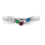14K White Gold 4 Genuine Birthstone with Diamond Mother's Ring view