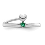 14K White Gold Heart with 1 Genuine Birthstone Mother's Ring view