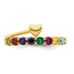 14K Heart with 8 Genuine Birthstone Mother's Ring view