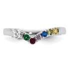 14K White Gold 6 Genuine Birthstone with Diamond Mother's Ring view