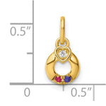 14K Dia Heart w/ 2 Birthstone Mother's Circle Pendant Semi-Mount view