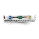 14K White Gold 5 Genuine Birthstone and Diamond Mother's Ring view