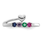 14K White Gold Heart with 4 Genuine Birthstone Mother's Ring view