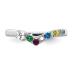 14K White Gold 7 Genuine Birthstone with Diamond Mother's Ring view
