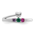 14K White Gold Heart with 3 Genuine Birthstone Mother's Ring view