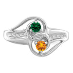 Sterling Silver Rhodium-plated Sythetic Stone & Diamond Couple Ring view 5