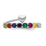14K White Gold Heart with 8 Genuine Birthstone Mother's Ring view