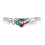 14K White Gold 2 Genuine Birthstone with Diamond Mother's Ring view