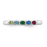14K White Gold Genuine 5 Birthstone Mother's Ring view