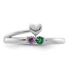 14K White Gold Heart with 2 Genuine Birthstone Mother's Ring view