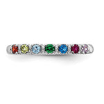 14K White Gold Genuine 7 Birthstone Mother's Ring view