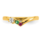 14K 2 Genuine Birthstone with Diamond Mother's Ring view