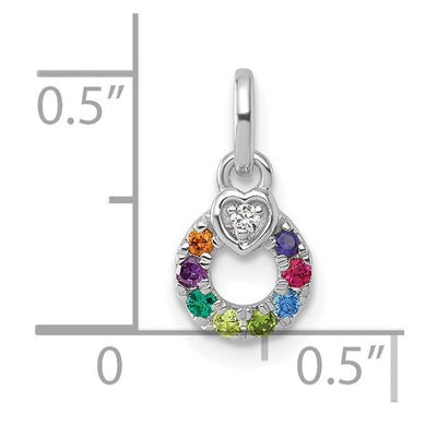 14K WG Dia. Heart w/8 Birthstone Mother's Circle Pend Semi-Mount