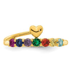 14K Heart with 7 Genuine Birthstone Mother's Ring view