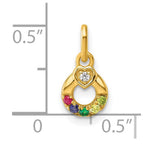14K Dia Heart w/ 5 Birthstone Mother's Circle Pendant Semi-Mount view