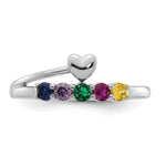 14K White Gold Heart with 5 Genuine Birthstone Mother's Ring view