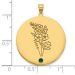 14K Yellow Gold Circle w/1 Birth Flower and Birthstone Pendant view
