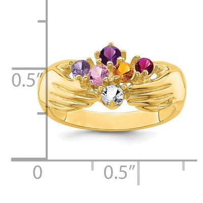 14K 6 Genuine Stone Family Ring