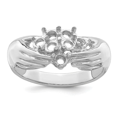 14K White Gold 7 Genuine Stone Family Ring