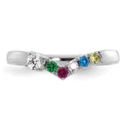 14K White Gold 5 Genuine Birthstone with Diamond Mother's Ring view