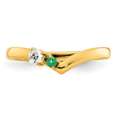 14K 1 Genuine Birthstone with Diamond Mother's Ring