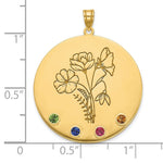 14K Yellow Gold Circle w/4 Birth Flower and Birthstone Pendant view