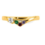 14K 3 Genuine Birthstone with Diamond Mother's Ring view
