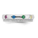 14K White Gold 6 Genuine Birthstone and Diamond Mother's Ring view
