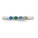 14K White Gold Genuine 4 Birthstone Mother's Ring view