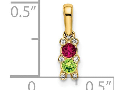 14K yellow gold diamond family pendant, additional view