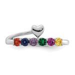14K White Gold Heart with 6 Genuine Birthstone Mother's Ring view