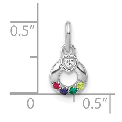 14K WG Dia. Heart w/4 Birthstone Mother's Circle Pend Semi-Mount