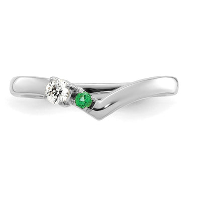 14K White Gold 1 Genuine Birthstone with Diamond Mother's Ring