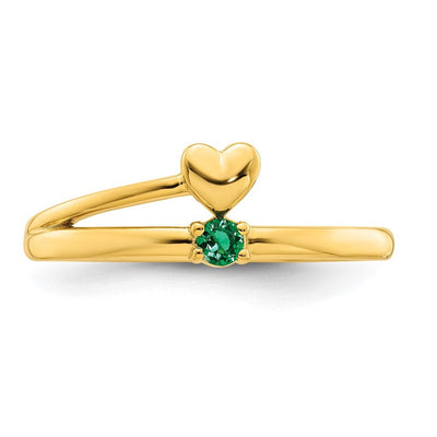 14K Heart with 1 Genuine Birthstone Mother's Ring